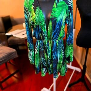 Green tropical romper, sz M